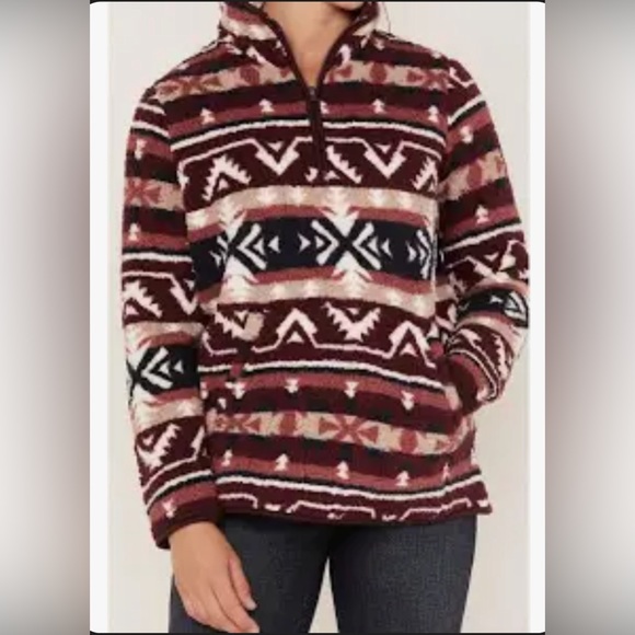 NWT Wrangler Retro Fleece Half Zip Fleece Pullover Aztec Print Womens size Small - Picture 2 of 5